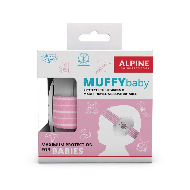 Alpine Muffy Baby roze gehoorbescherming voor baby's met verstelbare zachte hoofdband in originele verpakking Alpine Muffy Baby roze gehoorbescherming voor baby's met verstelbare zachte hoofdband in originele verpakking