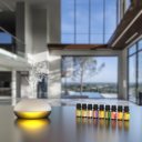 LumoScent Diffuser in moderne woonkamer – Inclusief etherische oliën LumoScent Diffuser in moderne woonkamer – Inclusief etherische oliën