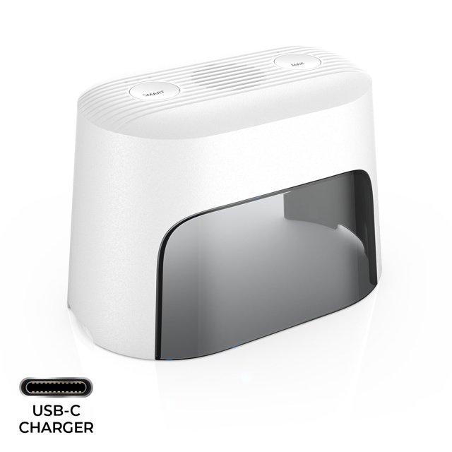 Flowmed Dry-Cap UV 4 droogkap vooraanzicht met LED-indicator en USB-C poort Flowmed Dry-Cap UV 4 droogkap vooraanzicht met LED-indicator en USB-C poort