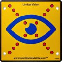 Limited Vision fietsbord – Reflecterend waarschuwingsbord voor slechtzienden (voorzijde) Limited Vision fietsbord – Reflecterend waarschuwingsbord voor slechtzienden (voorzijde)
