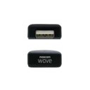 Boven- en onderzijde van de Maxcom Wave MC02 adapter met branding en USB-poort Boven- en onderzijde van de Maxcom Wave MC02 adapter met branding en USB-poort