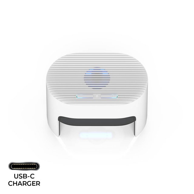 Flowmed Dry-Cap UV 3.1 droogkap bovenaanzicht met blauwe LED-verlichting en ventilatieopeningen