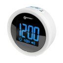Grote digitale wekker Geemarc Wake & Shake Star met helder blauw LED-display en intuïtieve icoontjes voor licht, trillen en geluid.