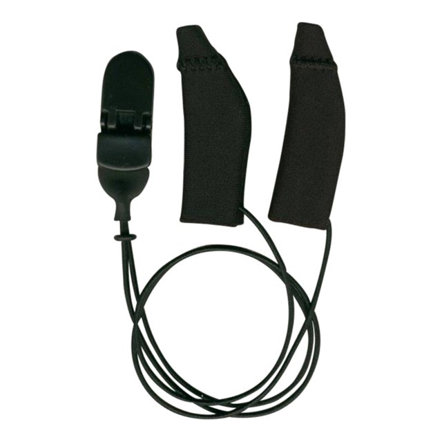 Zwarte Ear Gear Original met bevestigingskoord – discrete bescherming tegen vocht en verlies