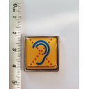 Afmetingen Limited Hearing speldje met magneetsluiting in detail weergegeven