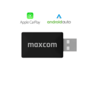 Maxcom draadloze CarPlay en Android Auto adapter met USB-aansluiting en logo's Maxcom draadloze CarPlay en Android Auto adapter met USB-aansluiting en logo's