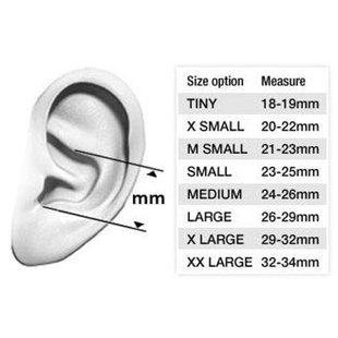 Oordoppen Doc's Proplugs Vented XXL transparant maattabel om de juiste maat te bepalen