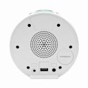 Achterzijde van de Geemarc Wake & Shake Star wekker met luidspreker, USB-aansluiting en batterijklepje.