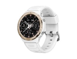 Maxcom FW100 Valkiria smartwatch in het wit met ronde display, gezondheidsgegevens en sportieve look.