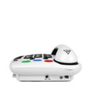 Achterkant van de Geemarc CL100 telefoon met volumeregeling en indicatie voor hoortoestelcompatibiliteit (HAC) Achterkant van de Geemarc CL100 telefoon met volumeregeling en indicatie voor hoortoestelcompatibiliteit (HAC)