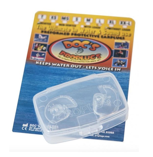 Verpakking van Doc's Proplugs Vented XXL transparant met opbergdoosje Verpakking van Doc's Proplugs Vented XXL transparant met opbergdoosje