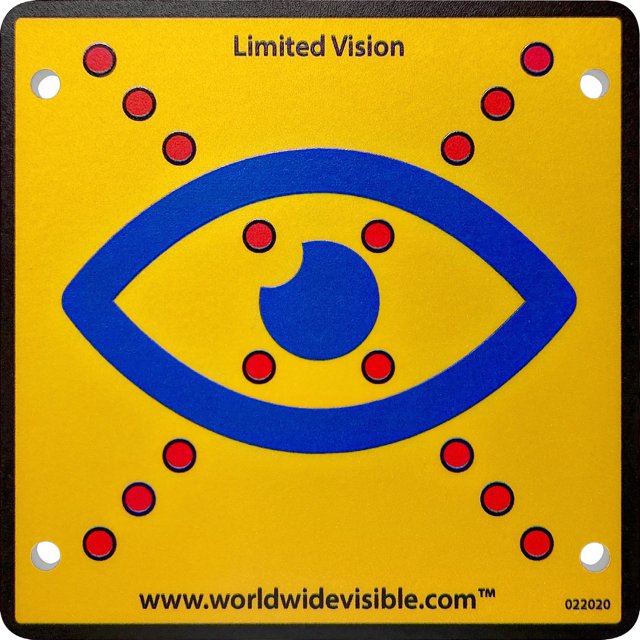 Limited Vision fietsbord – Reflecterend waarschuwingsbord voor slechtzienden (voorzijde) Limited Vision fietsbord – Reflecterend waarschuwingsbord voor slechtzienden (voorzijde)