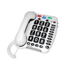 Geemarc Amplipower 50 Tweede Kans - Bovenaanzicht vaste telefoon, wit model, met grote toetsen en functietoetsen.