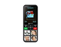 Vooraanzicht van de Geemarc CL8000 fototoets telefoon met groot display en duidelijke bediening voor ouderen