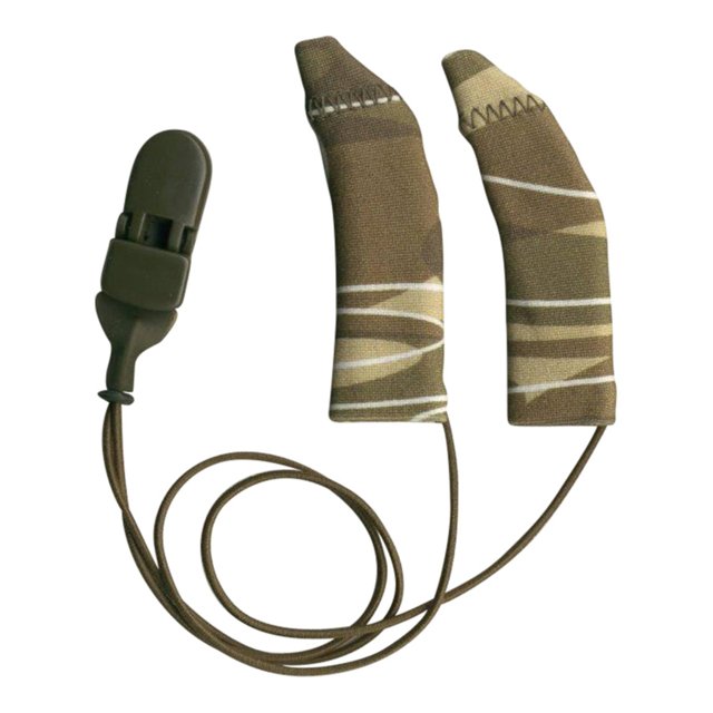 Camouflage Ear Gear FM hoes met bevestigingskoord – extra lange bescherming voor grote hoortoestellen