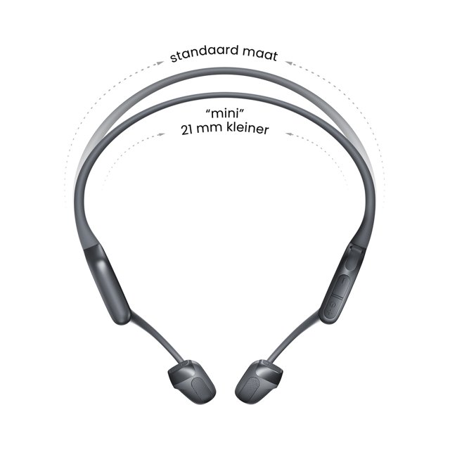 Vergelijking van de standaard en mini-versie van de Shokz OpenRun Pro 2 Zwart – ergonomische pasvorm – HearPlanet Vergelijking van de standaard en mini-versie van de Shokz OpenRun Pro 2 Zwart – ergonomische pasvorm – HearPlanet