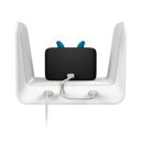 PerfectDome UV-reiniger achteraanzicht met aangesloten oplaadkabel en hoortoestellen