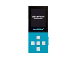 MP3 speler Sound Pillow – boven- en onderkant met aan/uit schakelaar en oplaadpoort