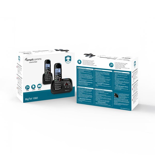 Amplicomms BigTel 1582 DECT Telefoon – Verpakking Voorkant en Achterkant