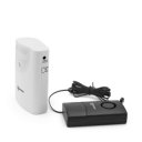 Achterzijde van Geemarc PSA200 sensor en ontvanger met instellingen zichtbaar Achterzijde van Geemarc PSA200 sensor en ontvanger met instellingen zichtbaar