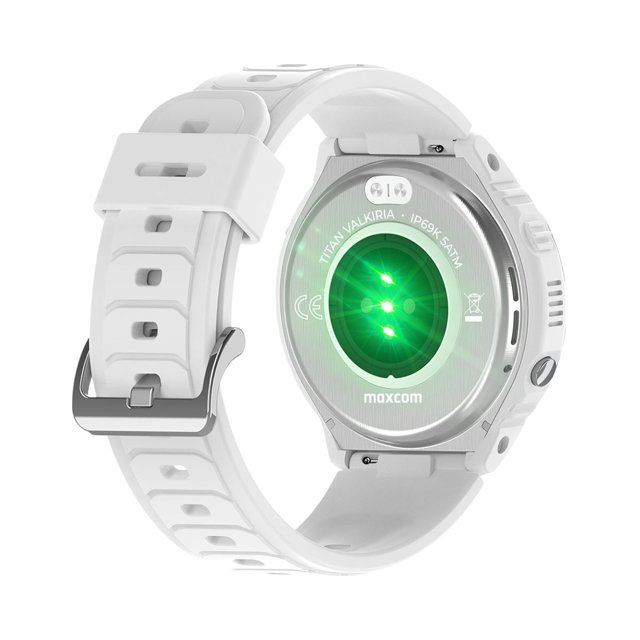 Achterzijde van de Maxcom FW100 Valkiria smartwatch met hartslagsensor