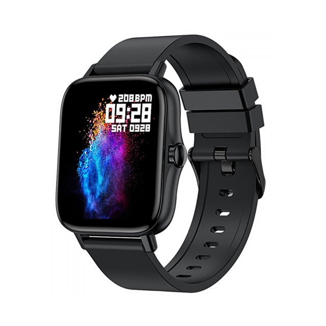 Maxcom FW55 smartwatch in het zwart met kleurrijk digitaal display en zwarte siliconen polsband. Maxcom FW55 smartwatch in het zwart met kleurrijk digitaal display en zwarte siliconen polsband.