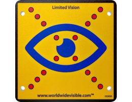 Limited Vision fietsbord – Reflecterend waarschuwingsbord voor slechtzienden (voorzijde)