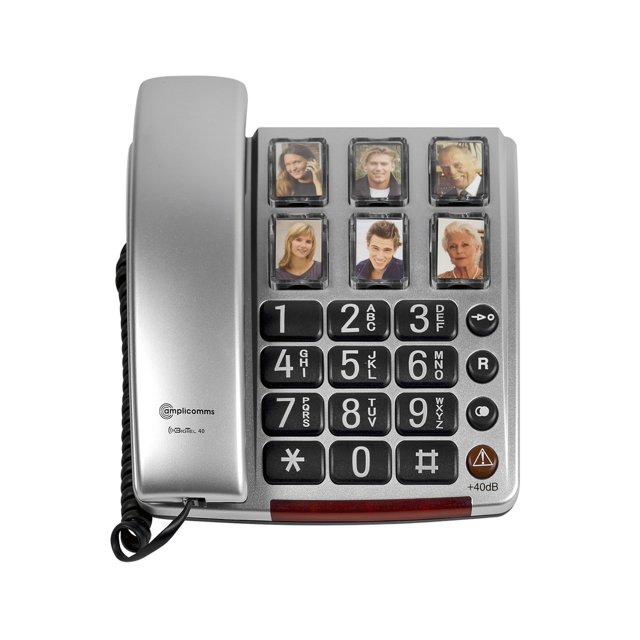 Amplicomms BigTel 40 Plus Zilver Tweede Kans voorkant telefoon fototoetsen