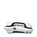 Geemarc Amplipower 50 - Linker zijaanzicht vaste telefoon, wit model, met headset- en stroomaansluiting