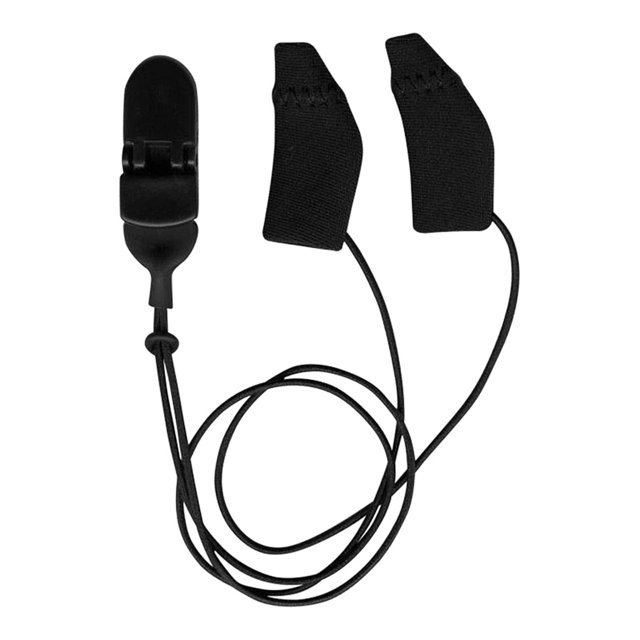 Zwarte Ear Gear Mini met koord – discrete en veilige oplossing voor hoortoestellen van 2,5 tot 3,2 cm