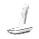 Swissvoice Xtra 2355 draadloze seniorentelefoon in zijaanzicht met ergonomisch ontwerp en visuele oproepindicator