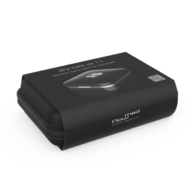 Dry-Care UV 1.1 hoortoestel droogstation zwart in originele Flowmed verpakking met etui Dry-Care UV 1.1 hoortoestel droogstation zwart in originele Flowmed verpakking met etui