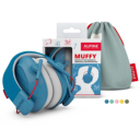 Alpine Muffy gehoorbescherming voor kinderen in blauwe kleur met etui en productverpakking