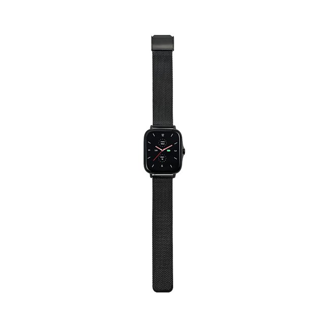 Maxcom FW55 smartwatch met volledig uitgestrekte zwarte metalen milanese band. Maxcom FW55 smartwatch met volledig uitgestrekte zwarte metalen milanese band.