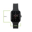 Maxcom FW55 smartwatch zwart met aanduiding van de afmetingen: 44 mm hoog en 38 mm breed. Maxcom FW55 smartwatch zwart met aanduiding van de afmetingen: 44 mm hoog en 38 mm breed.