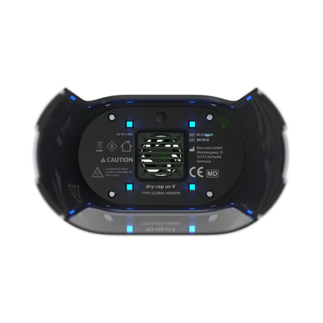 Flowmed Dry-Cap UV 4 droogkap onderzijde met ventilator en technische gegevens Flowmed Dry-Cap UV 4 droogkap onderzijde met ventilator en technische gegevens