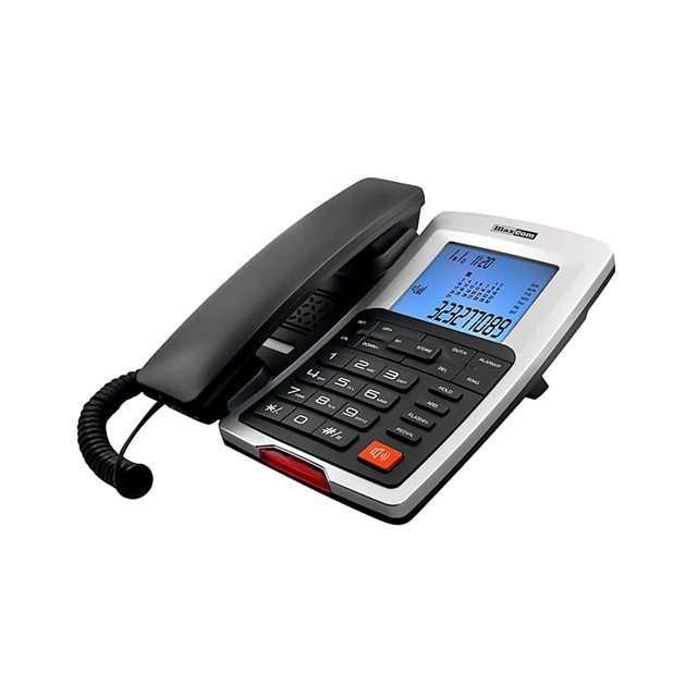 Maxcom KXT 709 senioren huistelefoon zilver met zwarte hoorn en groot blauw verlicht display tweede kans