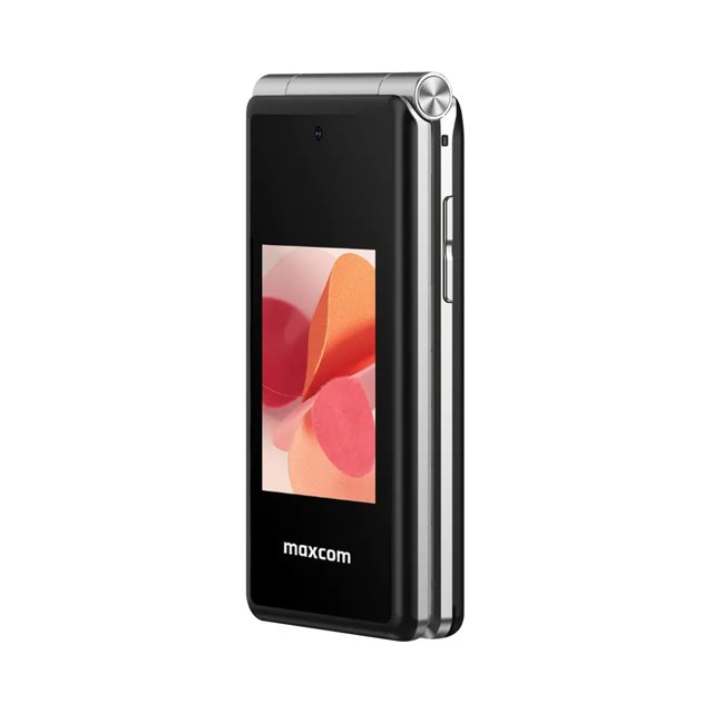 Maxcom MM835 zwarte senioren klaptelefoon schuin zijaanzicht met extern kleurenscherm Maxcom MM835 zwarte senioren klaptelefoon schuin zijaanzicht met extern kleurenscherm
