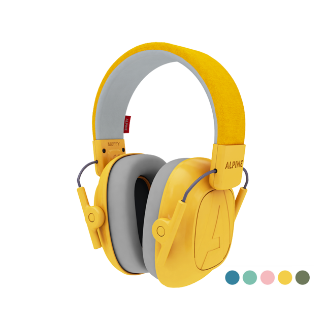 Alpine Muffy gehoorbescherming voor kinderen in gele uitvoering met verstelbare hoofdband