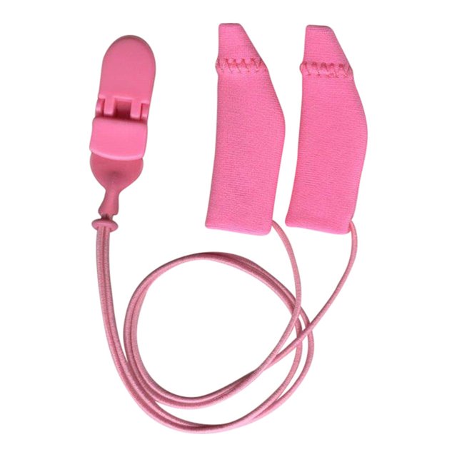 Roze Ear Gear Original met bevestigingskoord – kleurrijke hoes voor hoortoestellen tot 5 cm