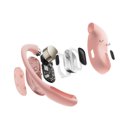 Binnenwerk van de Shokz OpenFit Air roze hoofdtelefoon met innovatieve componenten Binnenwerk van de Shokz OpenFit Air roze hoofdtelefoon met innovatieve componenten