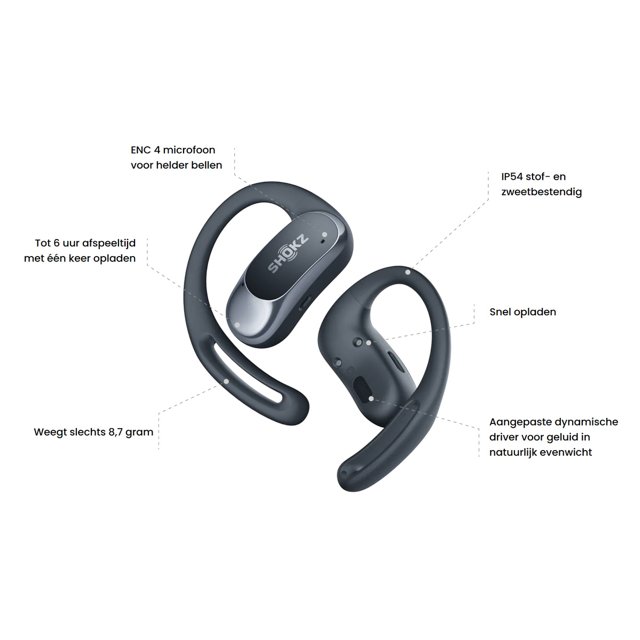 Shokz OpenFit Air Hoofdtelefoon Zwart Shokz OpenFit Air Hoofdtelefoon Zwart